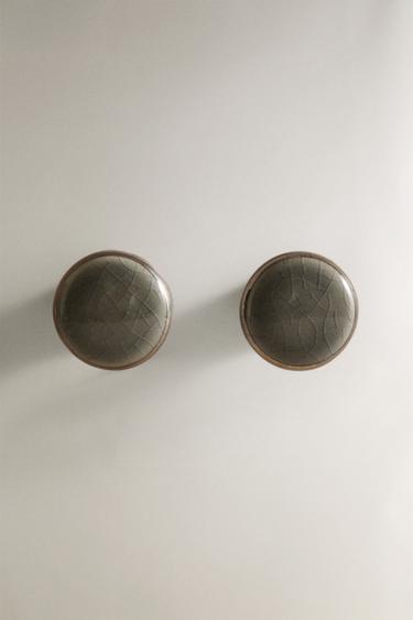 PACK OF CRACKLED CERAMIC DOOR KNOBS - GREENISH by Zara