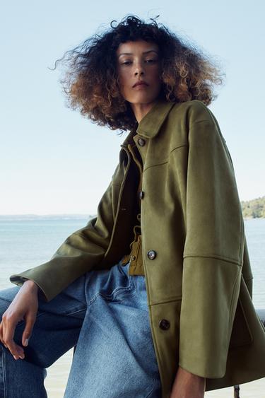 FAUX SUEDE COAT - Pistachio by Zara