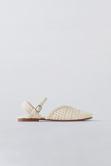 WOVEN SLINGBACK SHOES - White by Zara