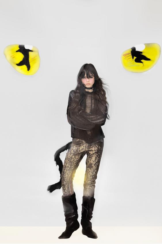 CATS ANIMAL PRINT LOW-RISE SKINNY FIT JEANS - Brown by Zara - Image 0