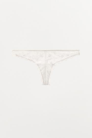 TANGA ENCAJE - Blanco roto de Zara