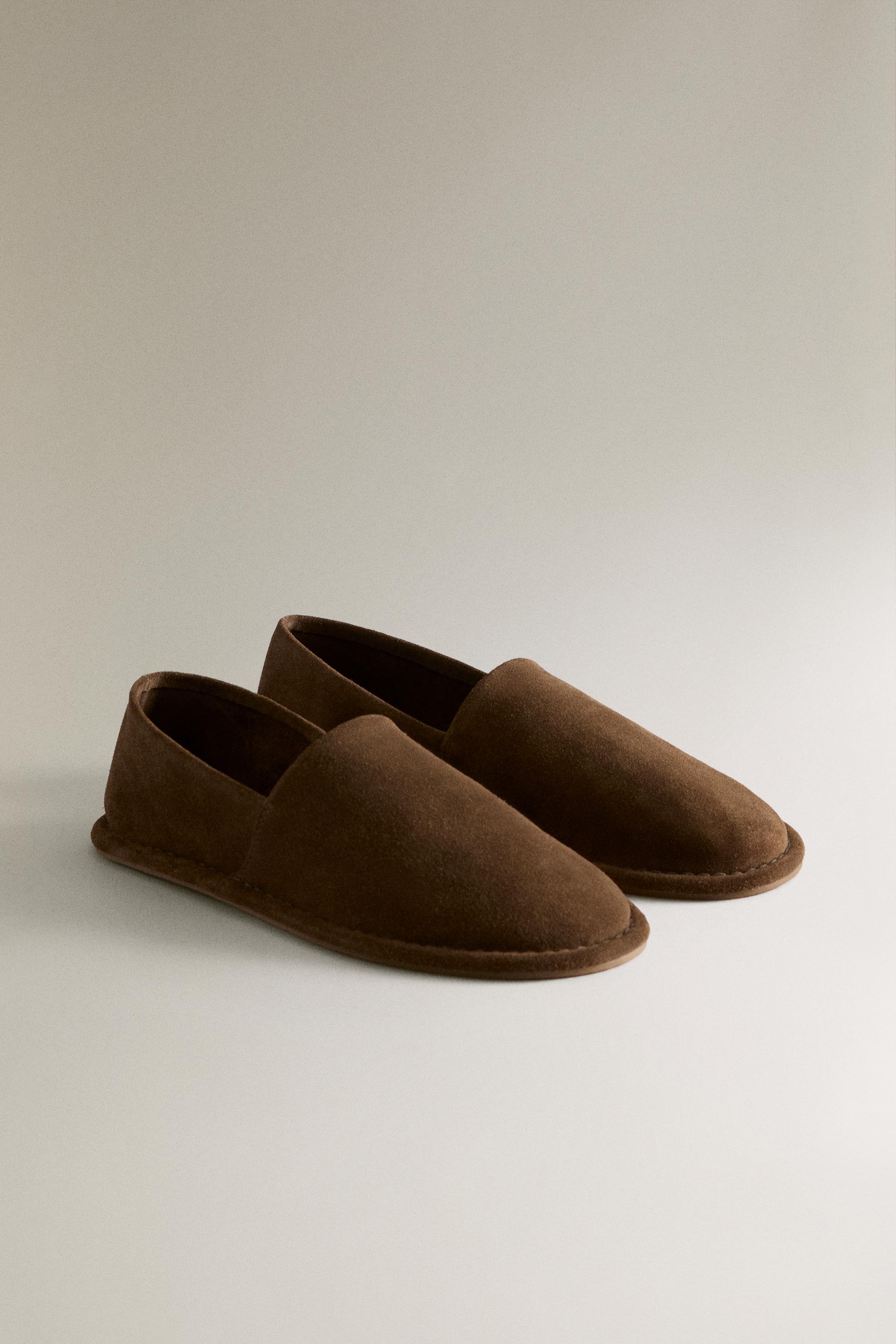 LEATHER MOROCCAN SLIPPERS — Brown