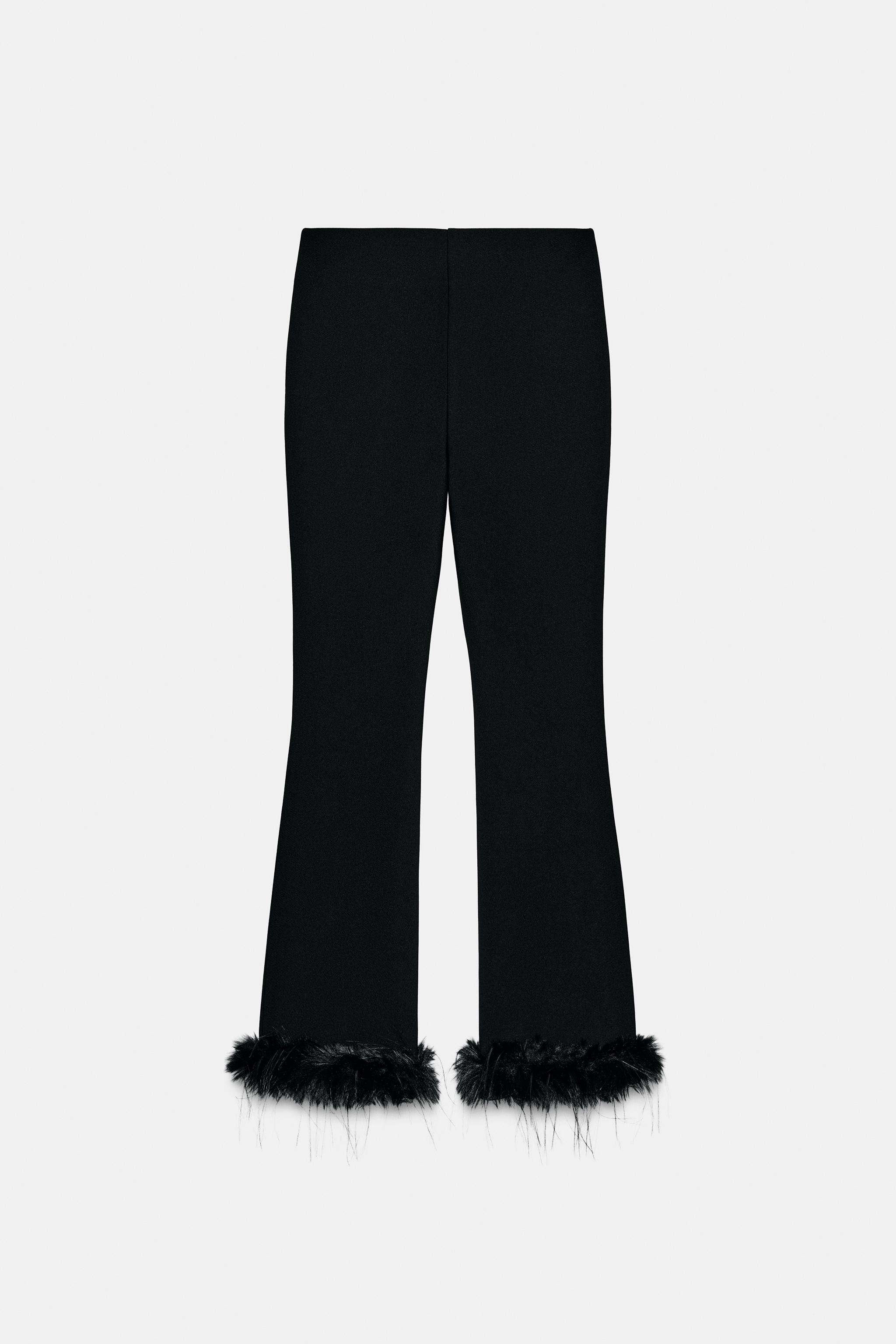 FLARE PANTS WITH FAUX FUR HEM