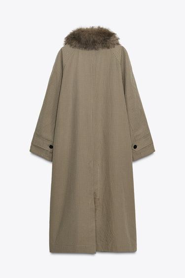 ZW COLLECTION REVERSIBLE TRENCH COAT WITH FAUX FUR COLLAR - Mid-green by Zara - Image 3