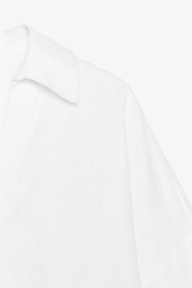 WIDE-SLEEVE LINEN BLEND SHIRT - White by Zara - Image 5