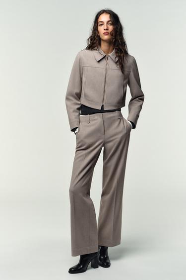 SHORT ZIP-UP JACKET - Sand / Marl by Zara - Image 0