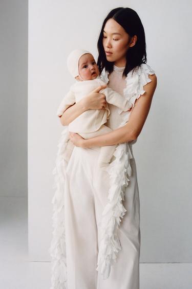 TEXTURED COTTON AND SILK T-SHIRT AND TROUSERS SET - Ecru by Zara