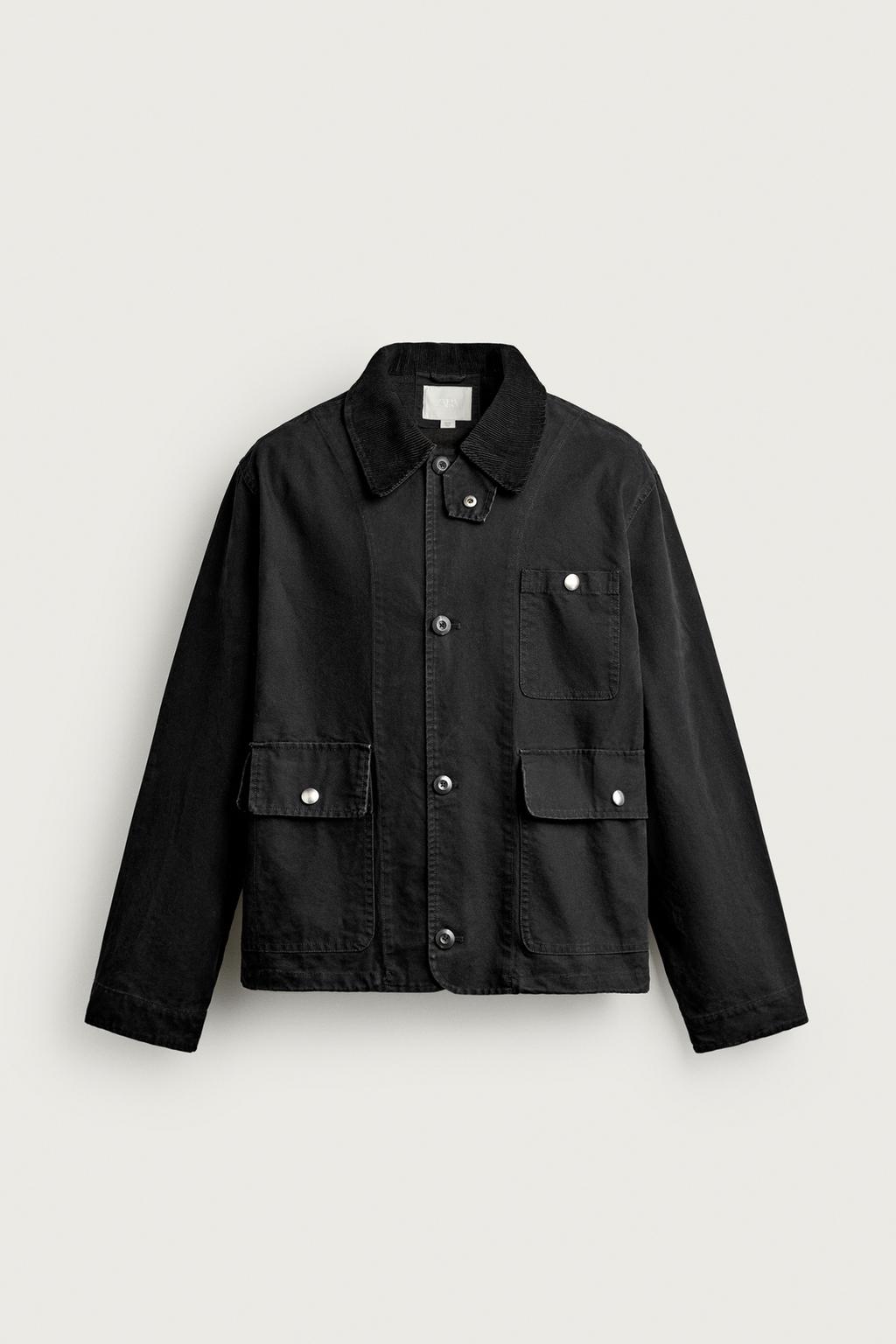 JACKET WITH CORDUROY COLLAR AND POCKETS