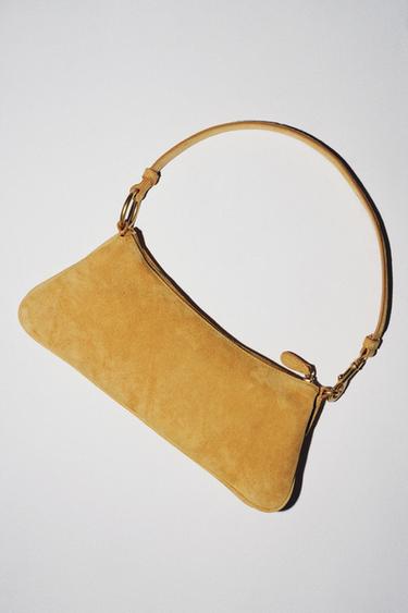 BOLSO PIEL SERRAJE DE HOMBRO - Amarillo Mostaza de Zara