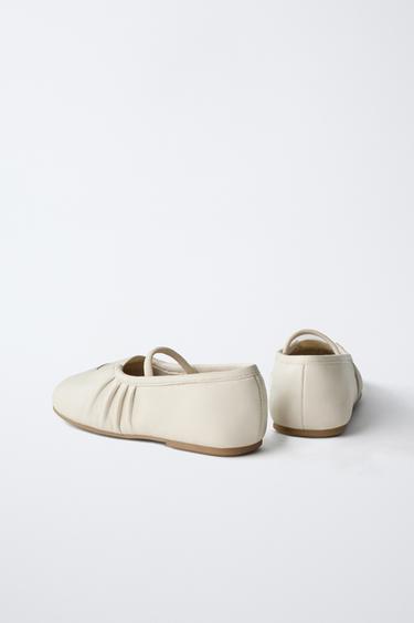 LEATHER BALLERINAS - White by Zara - Image 4