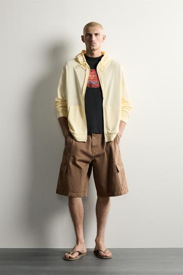 RELAXED FIT CARGO-BERMUDASHORTS MED SØMDETALJER - Brun fra Zara