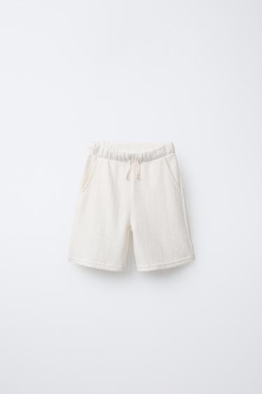 TEXTURED RUSTIC BERMUDA SHORTS - Ecru by Zara