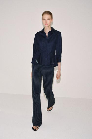 ZW COLLECTION DENIM PEPLUM SHIRT - Blue by Zara
