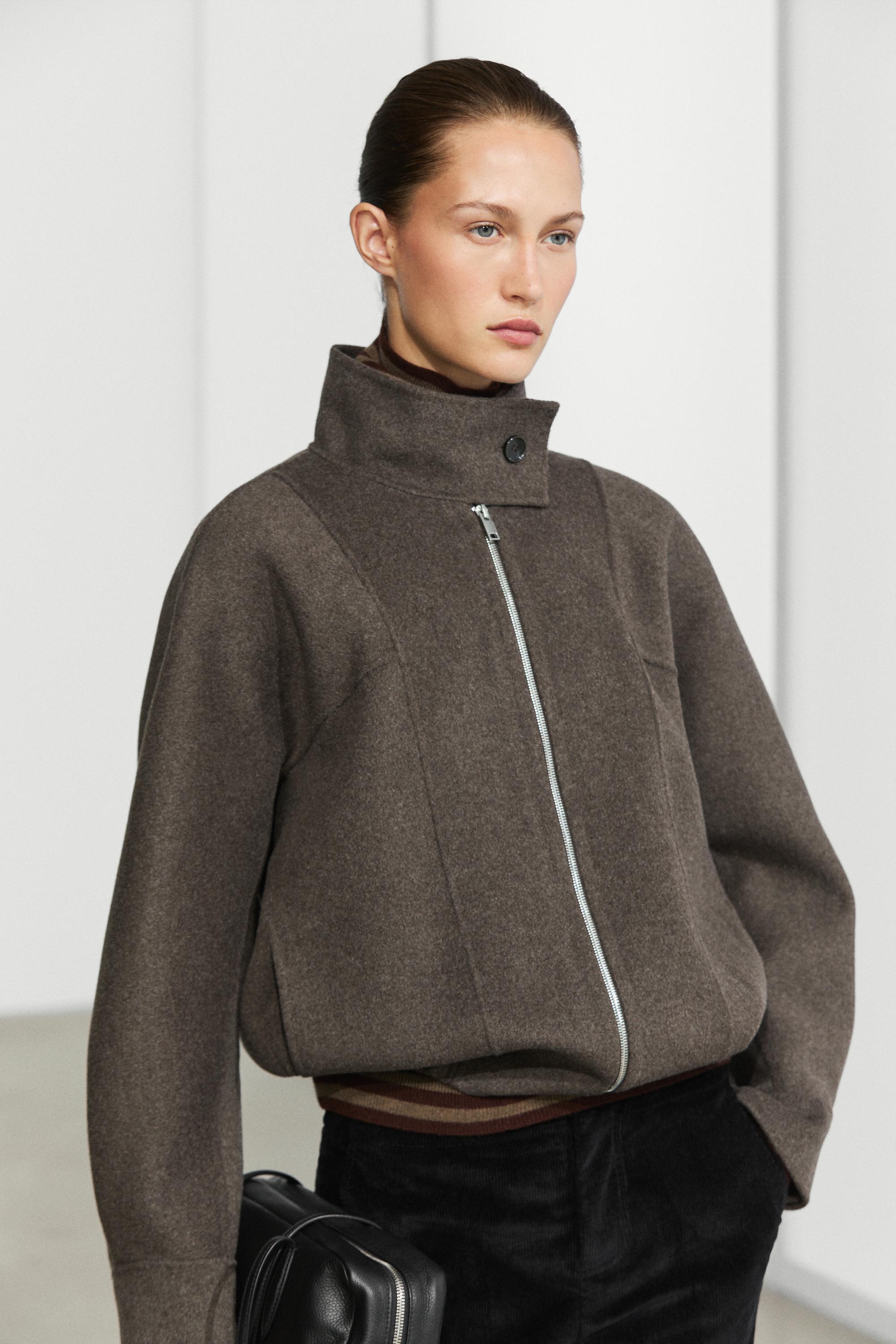 Blouson bomber en mélange de laine
