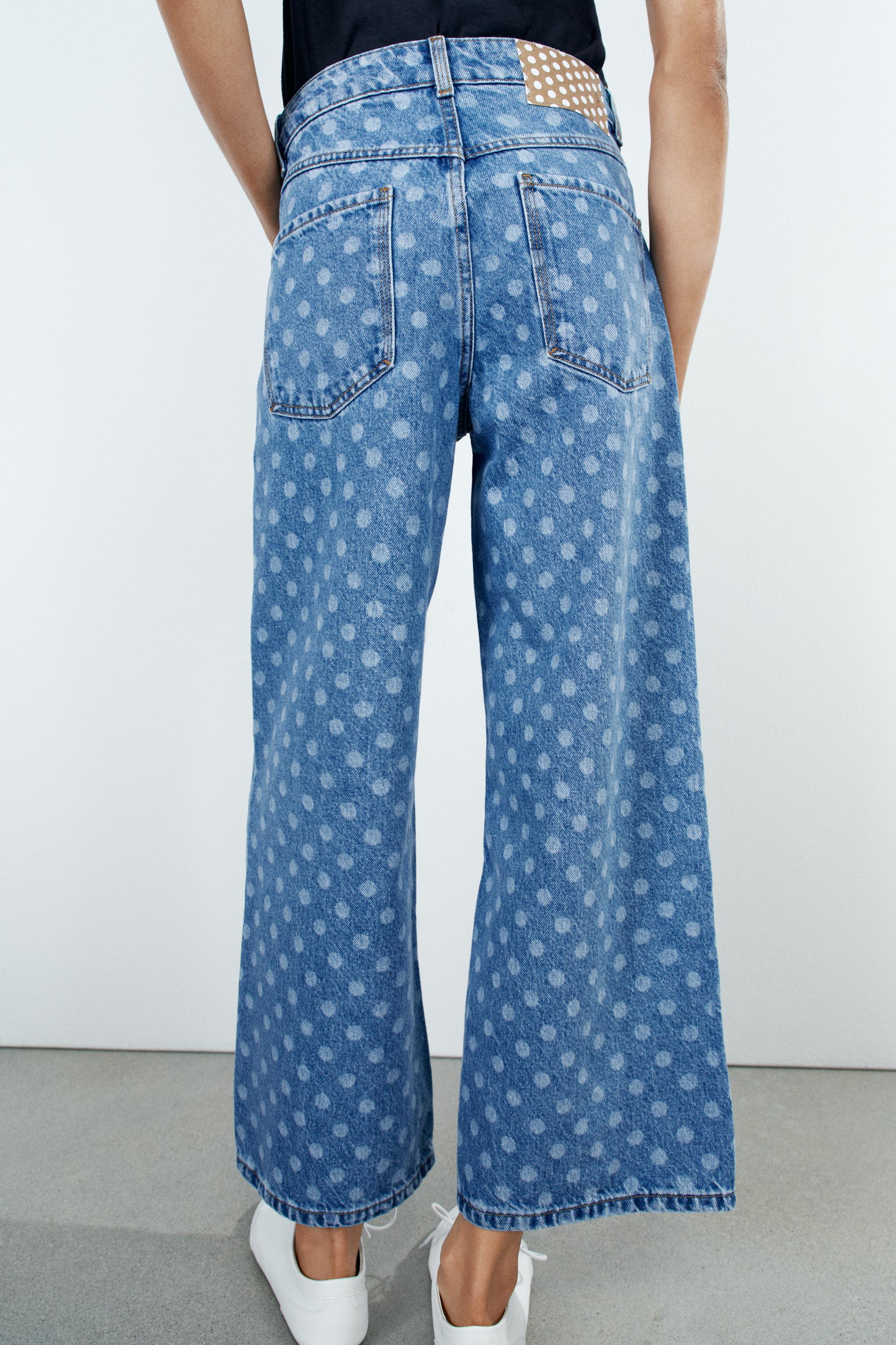 Zara Z1975 Yüksek Bel Puantiyeli Culotte Jean görsel 6