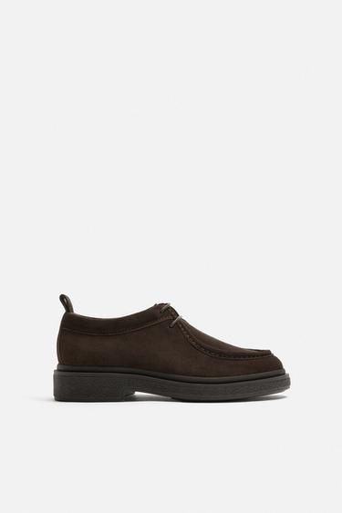 КОЖАНЫЕ ТУФЛИ С ОТДЕЛКОЙ — КОРИЧНЕВЫЙ от Zara
