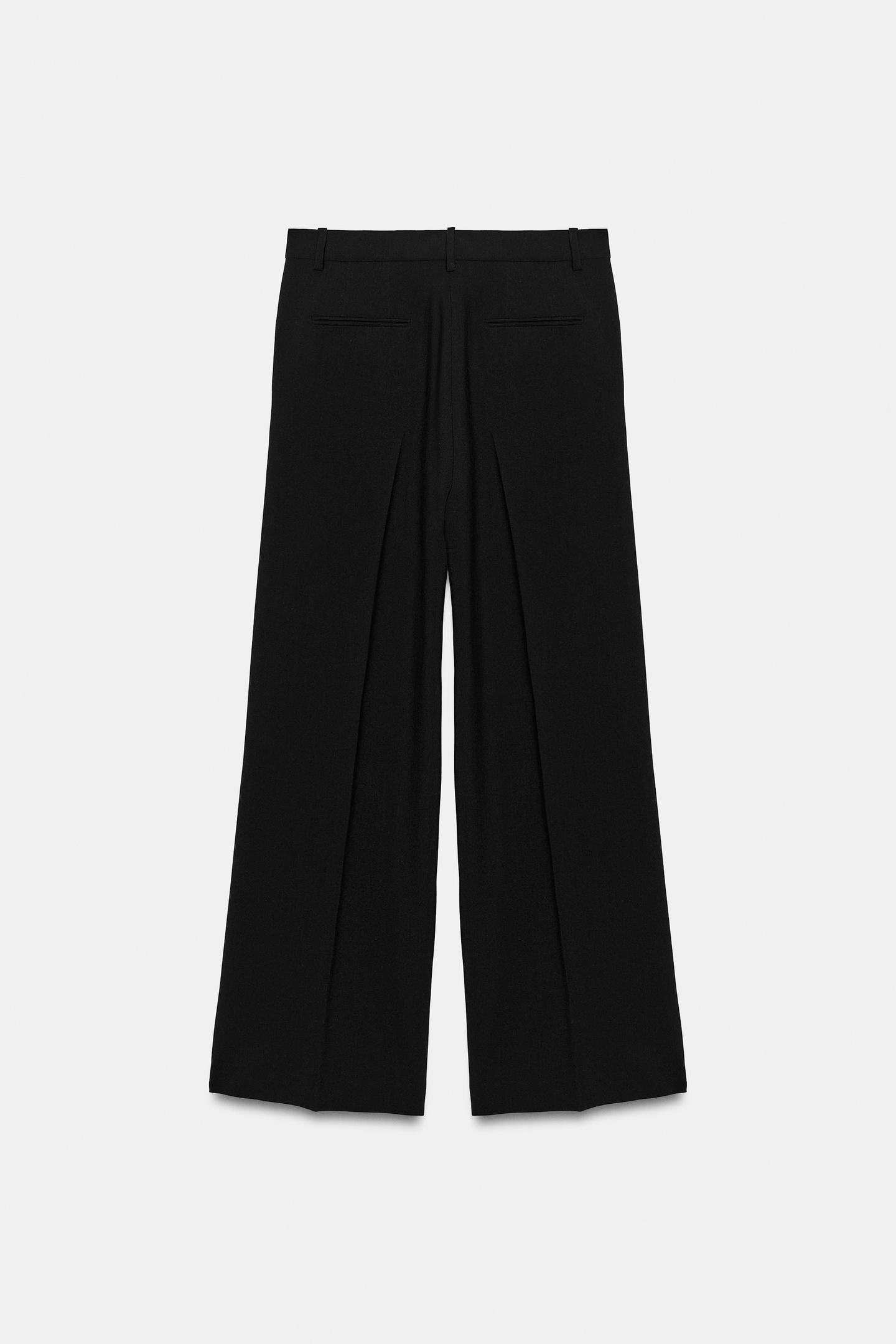 Женские брюки Zara ZW Collection Striped High-Rise Pleated, цвет: Чёрный — фото 6