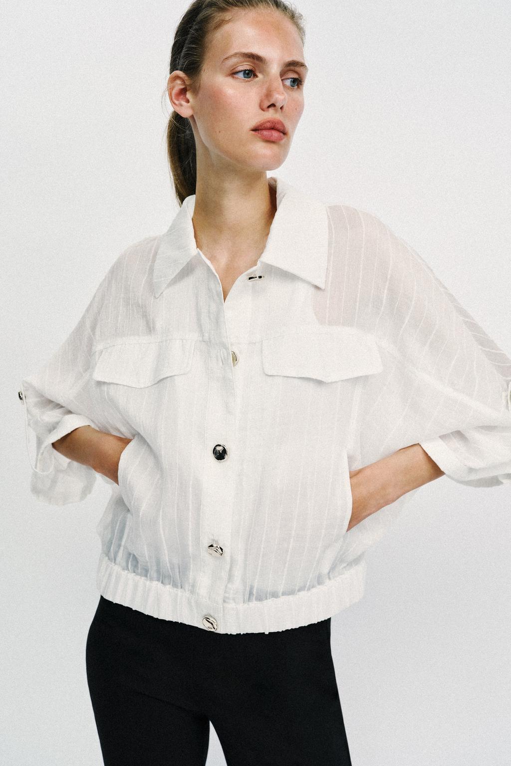 TABBED SLEEVE SAFARI BLOUSE
