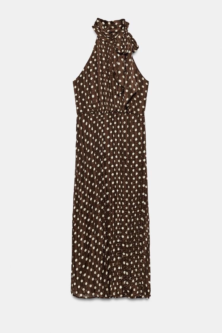 Vestido midi de lunares con moño 8