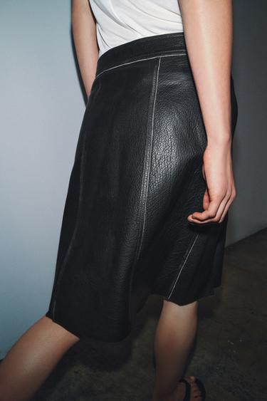 FALDA PAREO PIEL ZW COLLECTION LIMITED EDITION - Negro de Zara