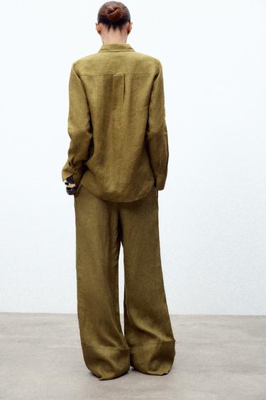 CHEMISE 100 % LIN COLLECTION ZW - Vert olive de Zara - Image 3