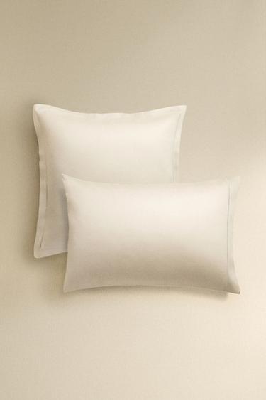 Zara SATEEN PILLOWCASE WITH FESTOON DESIGN (300 THREAD COUNT) - Ecru
