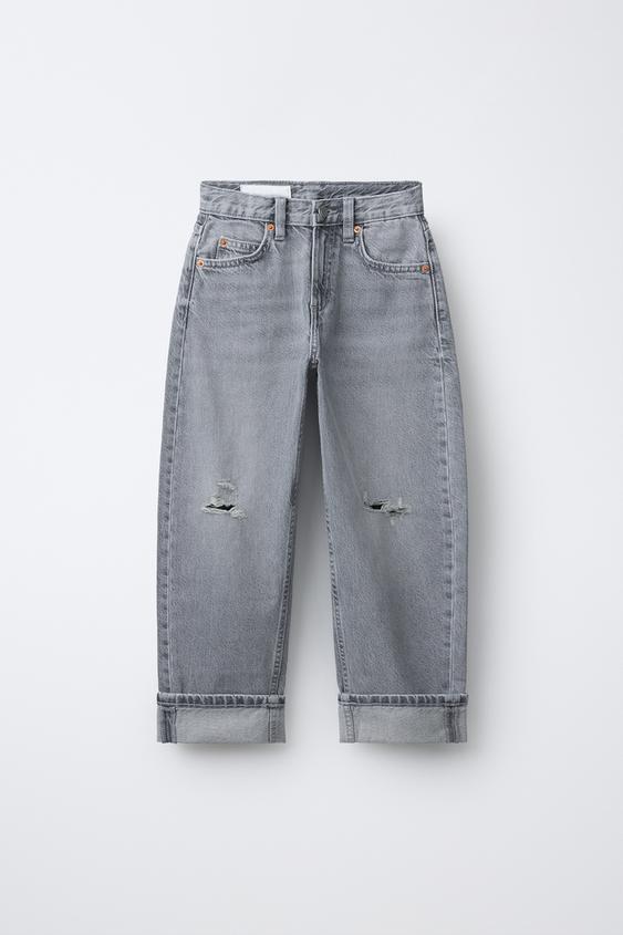 RIPPED BARREL JEANS - Grey | ZARA Spain