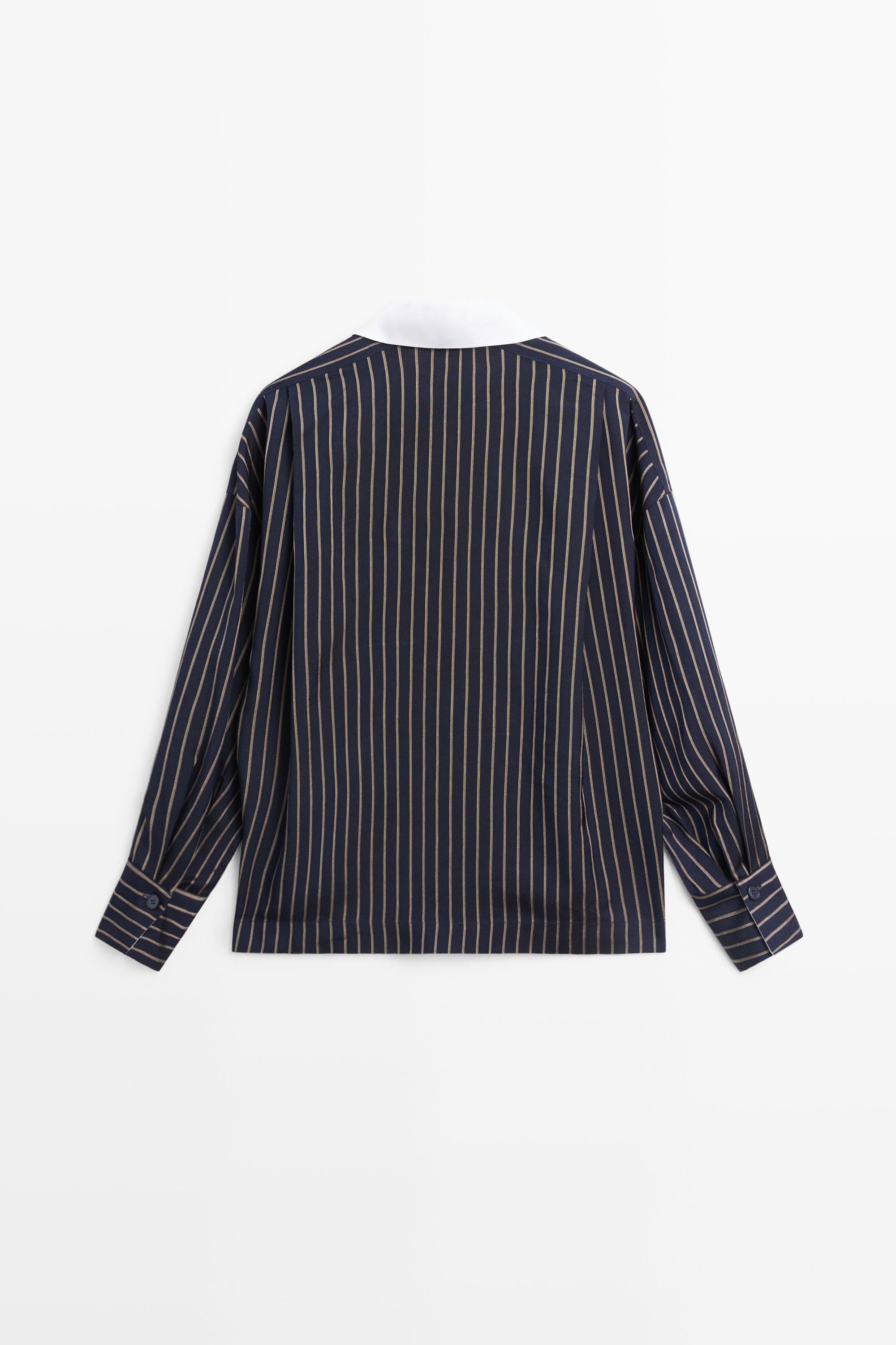 Chemise à rayures et col contrastant