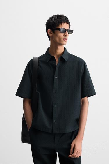 GEOMETRIC JACQUARD SHIRT - Navy blue by Zara