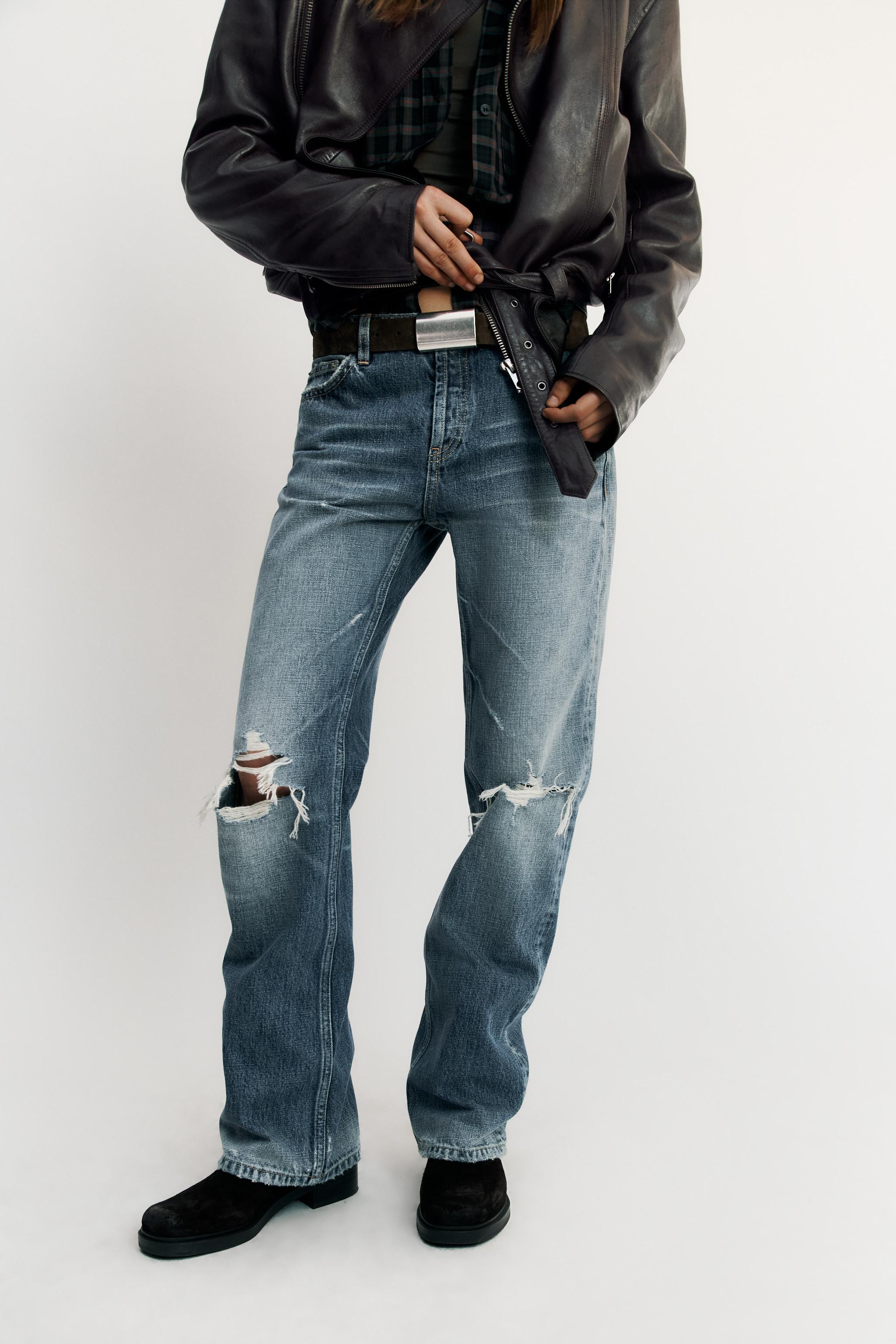 JEANS TRF DROIT TAILLE BASSE DÉCHIRÉS