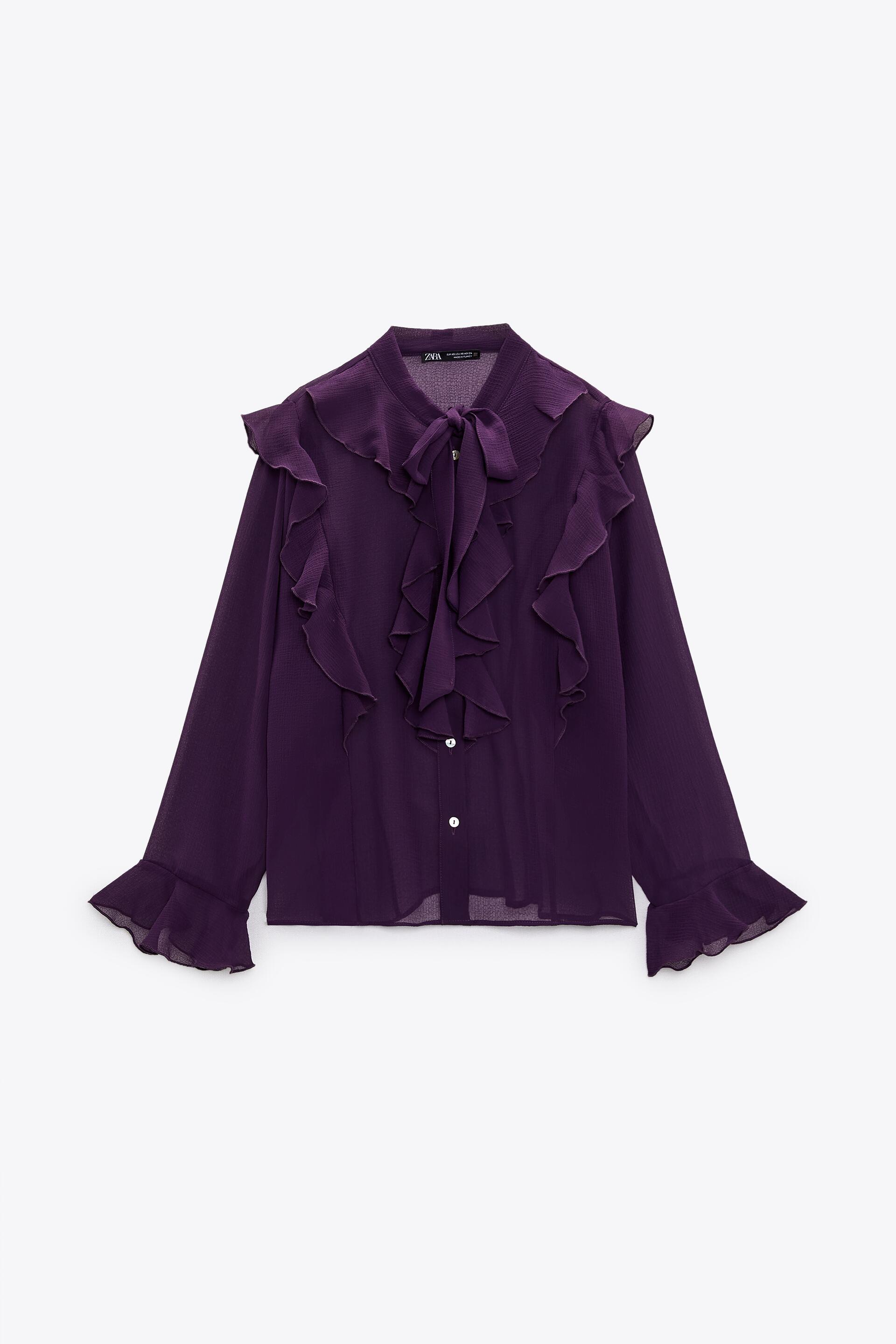 Zara Tied popular Ruffled Blouse