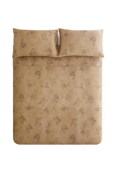 FUNDA NÓRDICA SATÉN ESTAMPADO FLOR - Ocre de Zara