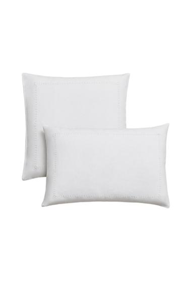 HEMSTITCHED LINEN PILLOWCASE - White by Zara