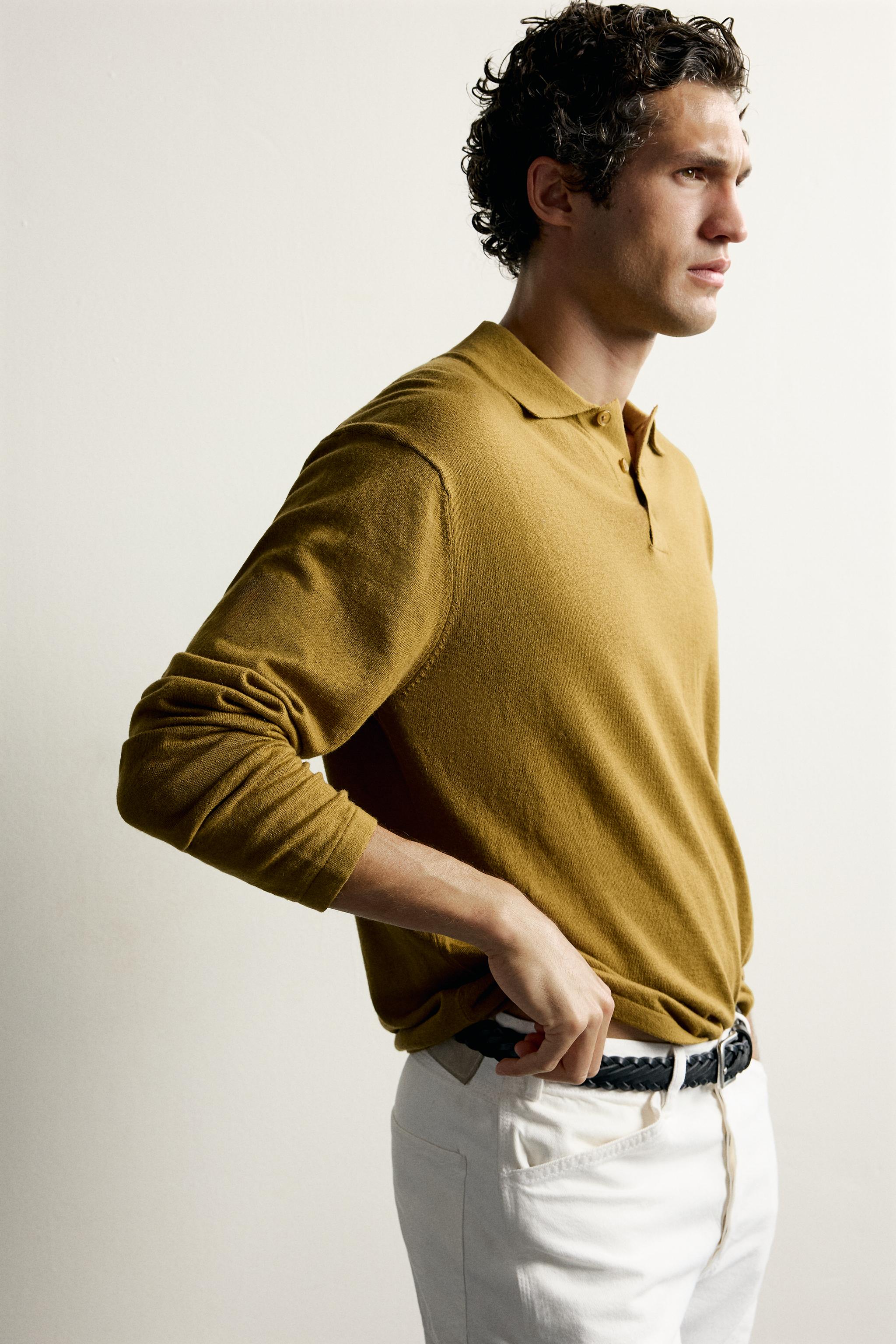 COTTON-CASHMERE KNIT POLO