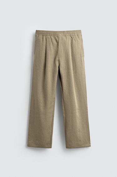 FLOWING PLEATED TROUSERS - camel by Zara