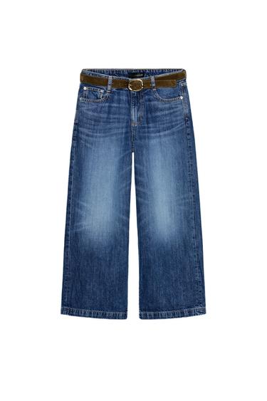 JEAN Z.08 LARGE COURT AVEC CEINTURE - Bleu de Zara