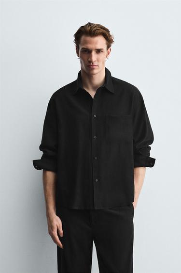 RELAXED FIT FLOWY SHIRT - Black by Zara - Image 1