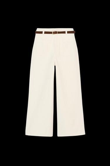Z1975 HIGH-WAIST CULOTTE JEANS WITH BELT - Ecru by Zara - Image 0