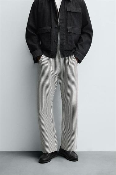 COMFORT STRIPED SEERSUCKER TROUSERS - Blue/White by Zara - Image 1