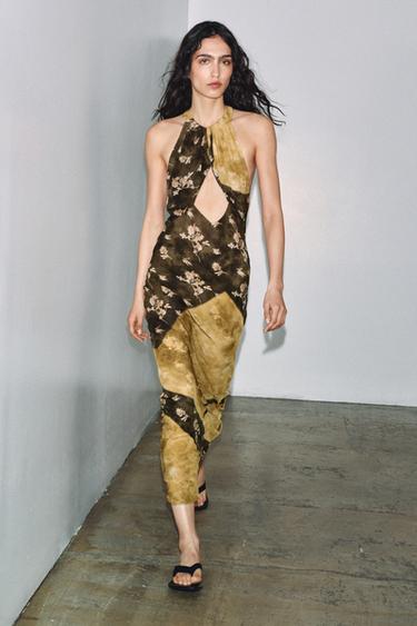 VESTIDO ESTAMPADO HALTER - Multicolor de Zara