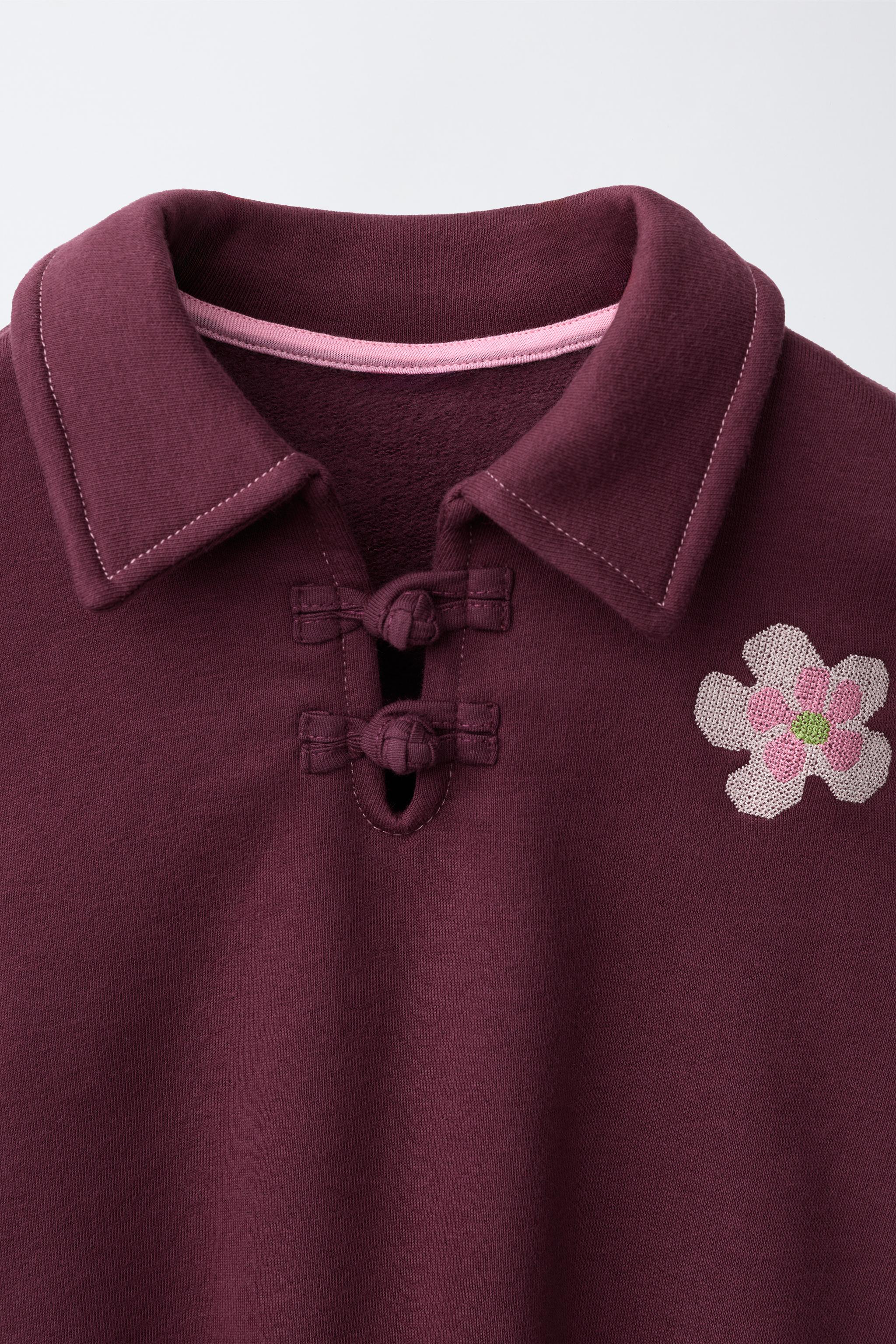 Детские худи Zara EMBROIDERED FROG FASTENING POLO SWEATSHIRT — фото 3