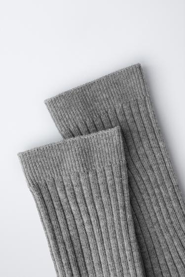 Zara LONG RIBBED SOCKS - Gray