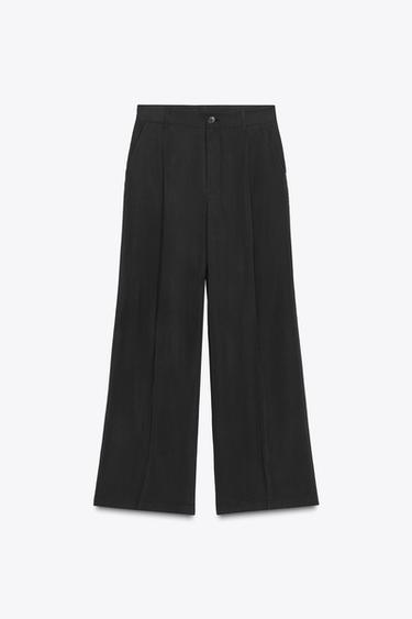 PANTALÓN TIRO ALTO PLIEGUES - Negro de Zara