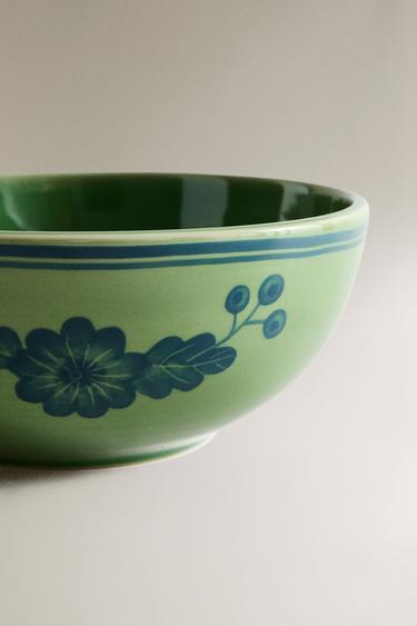 SALADIER GRÈS FLEURS - Bleu / Vert de Zara - Image 3