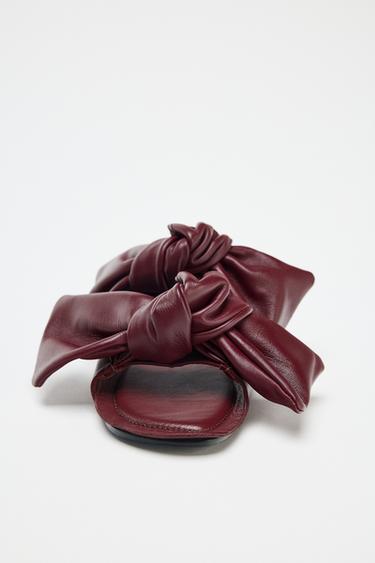 SANDALES LACETS CUIR - Bordeaux de Zara - Image 2