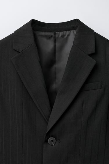 PINSTRIPE BLAZER - Black by Zara - Image 2