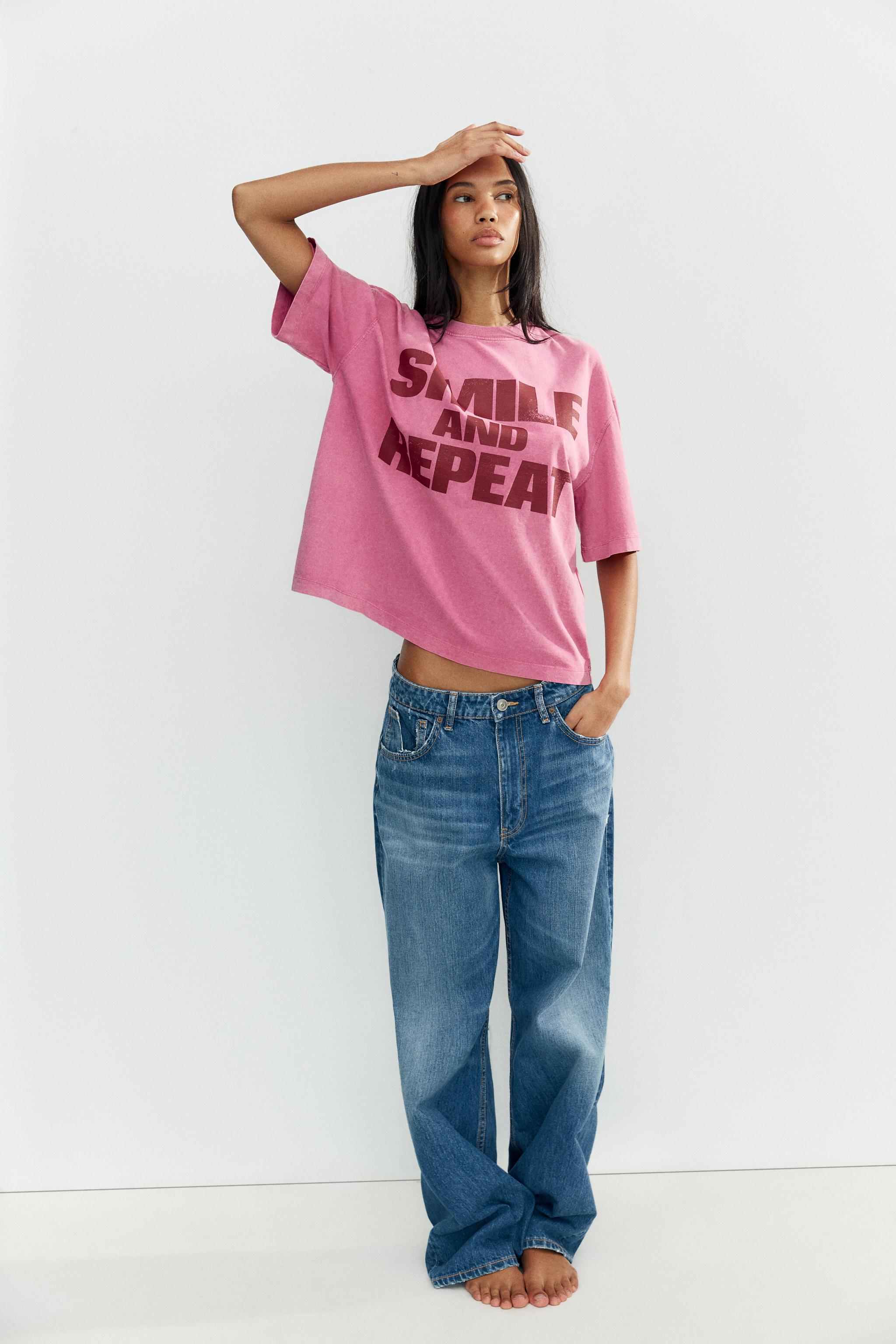 smile  WASHED-EFFECT SMILEY® T-SHIRT - Pink | ZARA Canada