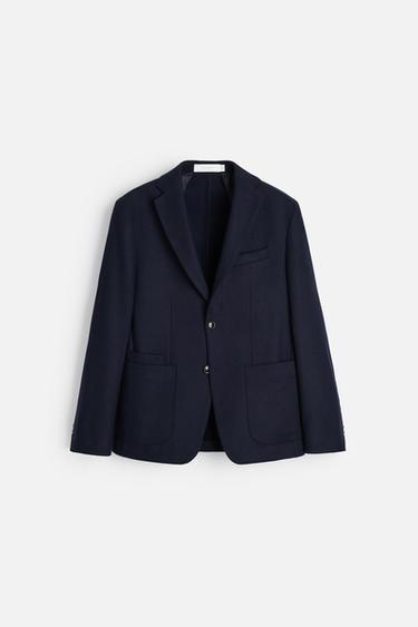 BLAZER DE TERNO DE FLANELA - Azul-marinho da Zara