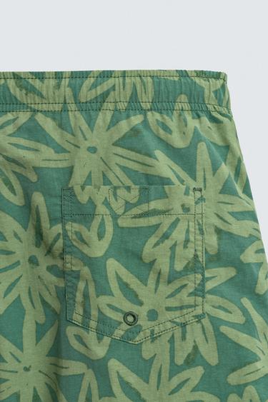 LONG FLORAL SWIMMING TRUNKS - Green by Zara - Image 8