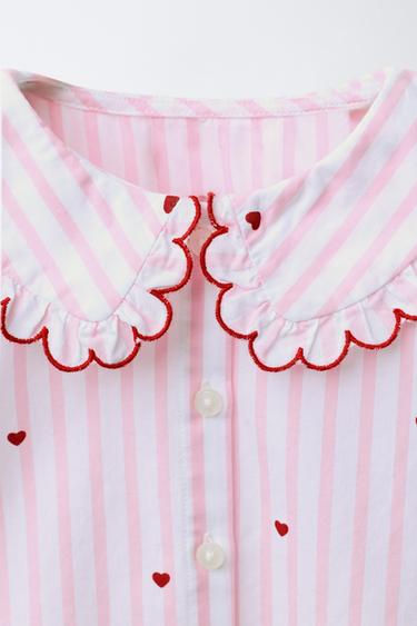 STRIPED AND HEART SHIRT - Pink by Zara - Image 2